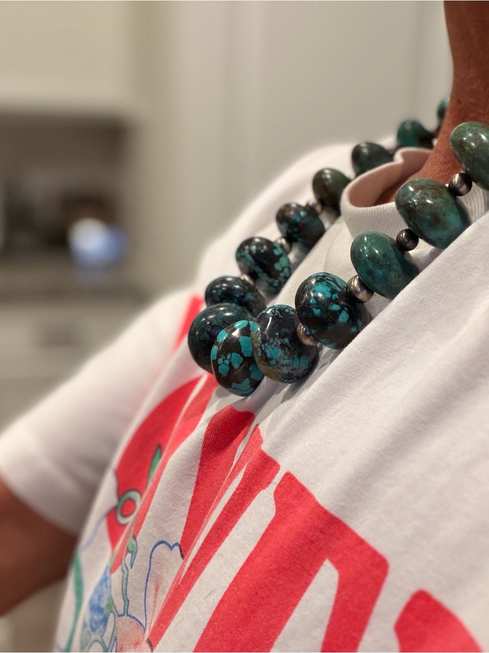 Turquoise nearly TWELVE CARATS Statement Necklace - Blue-Green  Necklace